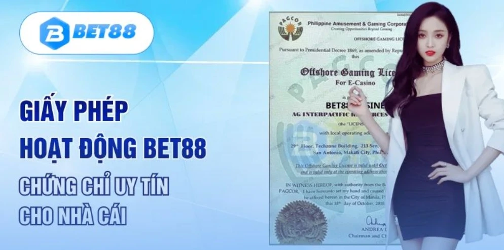 Giấy phép hoạt động Bet88